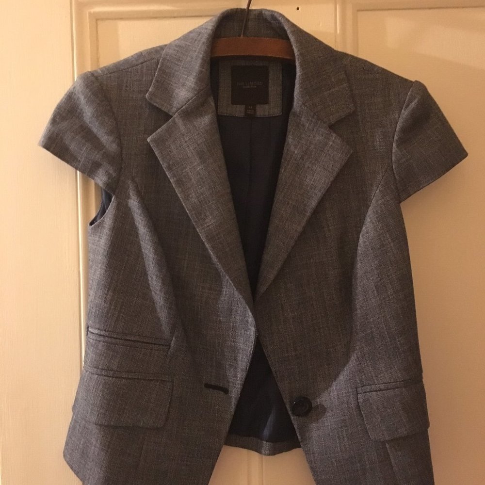 The Limited blue short sleeve skirt suit